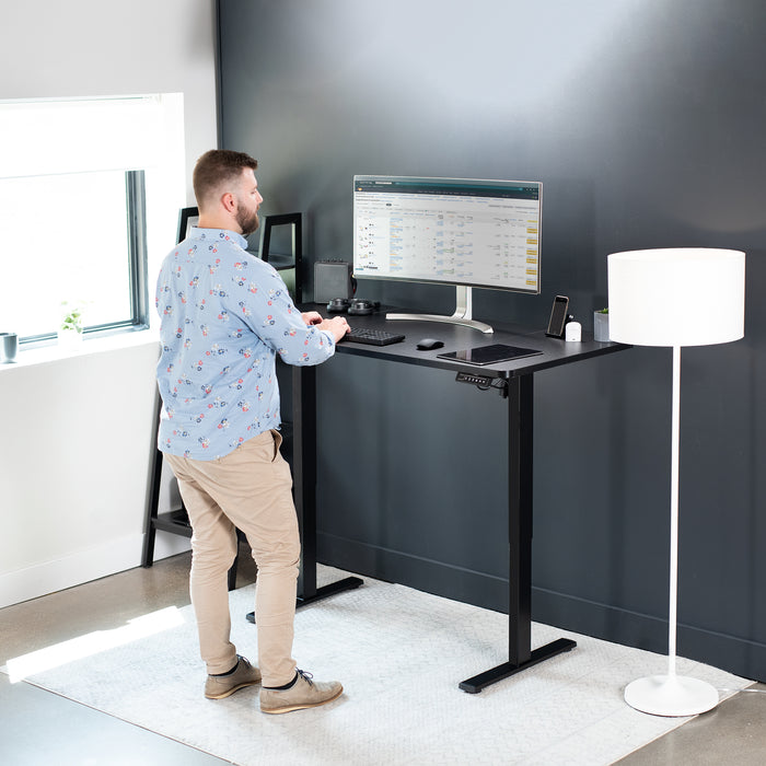 Wide sturdy desk tabletop for office workstation.