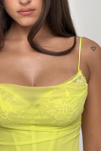 acid lime corset maxi dress