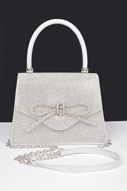 Crystal Bow Elegance Top Handle Bag