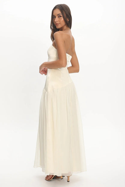 Karielle Asymmetric Drop Waist Maxi Dress Butter