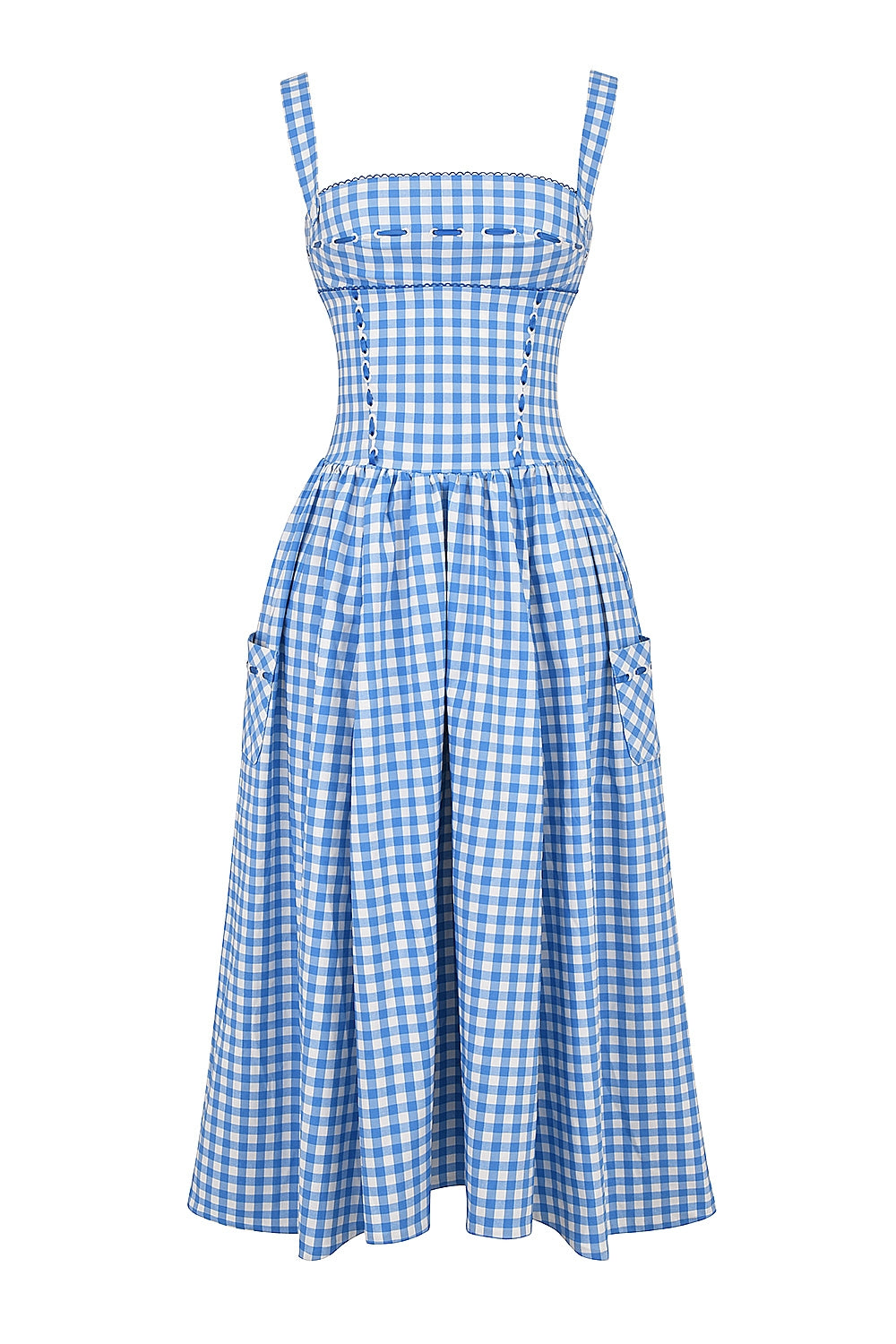 regatta blue gingham midi sundress