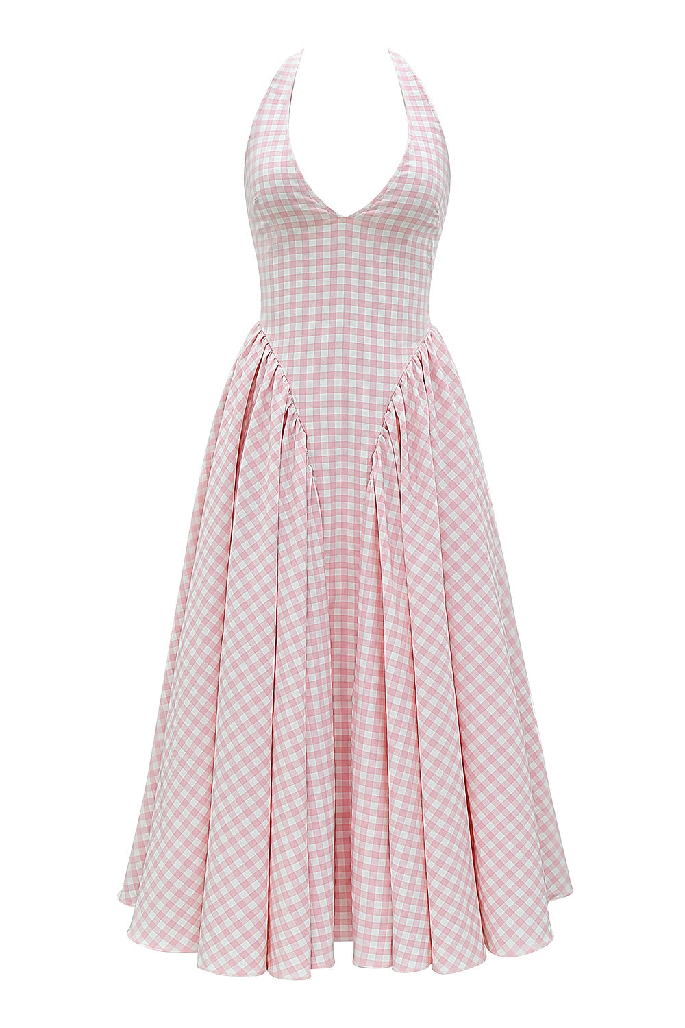 strawberry shortcake gingham halter midi sundress