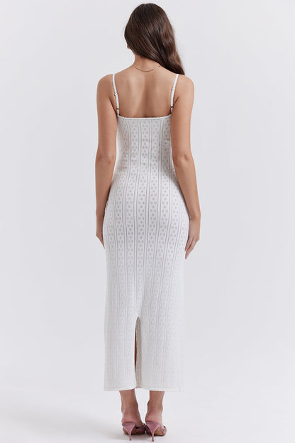white knit maxi dress