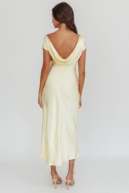 Loveland Cap Sleeve Cowl Back Midi Dress Butter