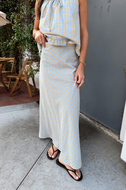 Adelaide Plaid Skirt in Blue