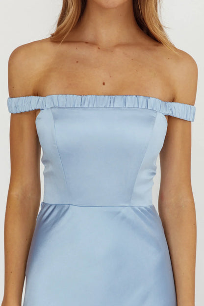 Cari Off-Shoulder Strap Maxi Dress Ice Blue