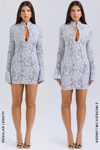 bluebell keyhole lace mini dress
