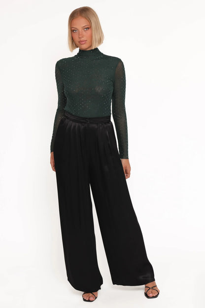 Alejandra Embellished Mesh Top - Hunter Green