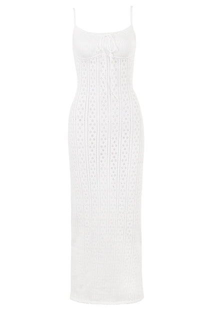 white knit maxi dress