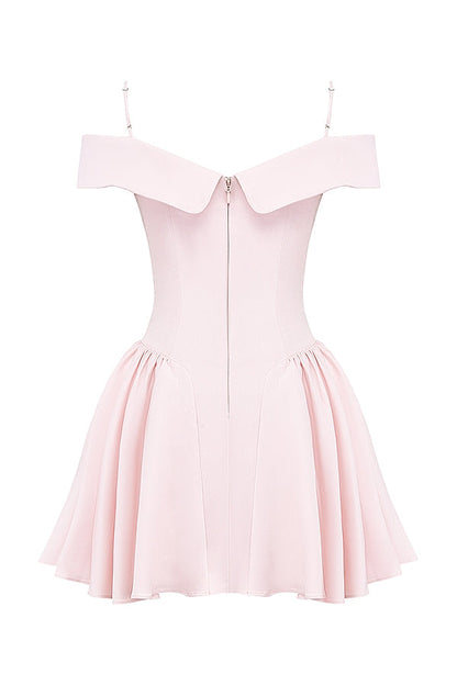 ballerina pink off shoulder mini dress