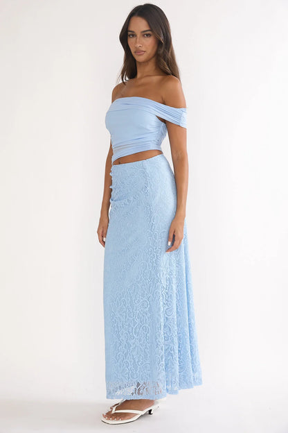 Lorely Off-Shoulder Lace Maxi Dress Blue