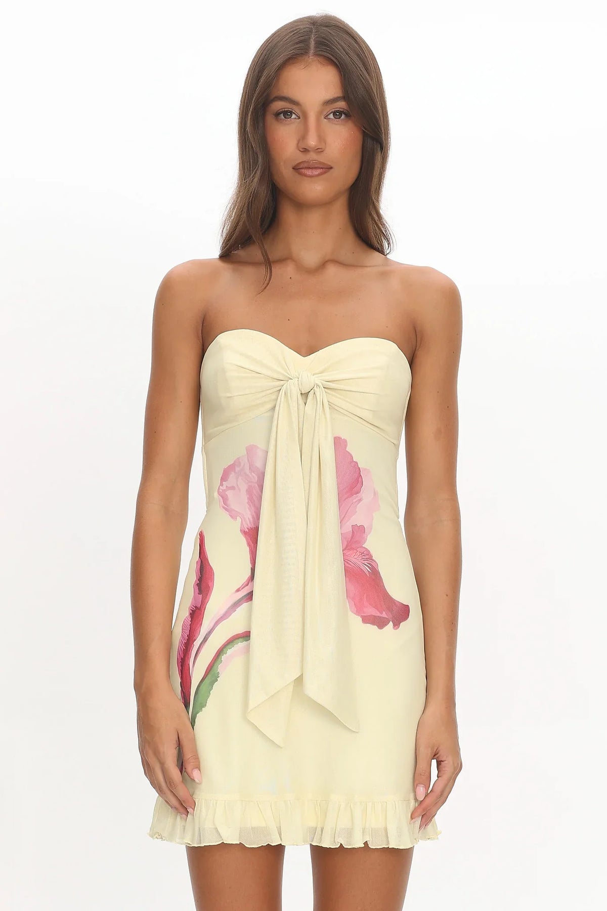 Evandra Sweetheart Neckline Strapless Mini Dress Lemon