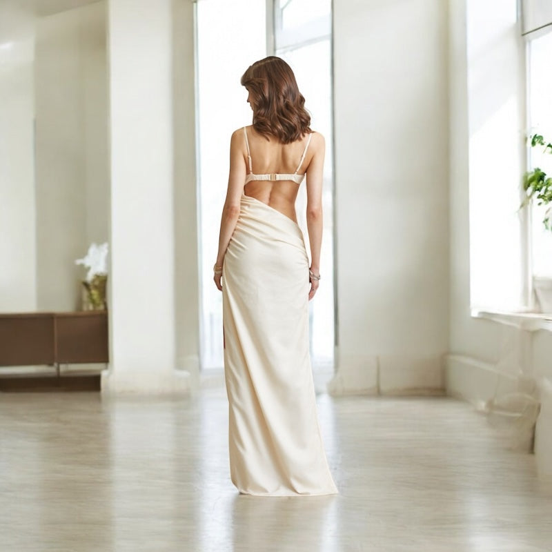 Lily Luxe Cutout Satin Maxi Dress - Naturalflor