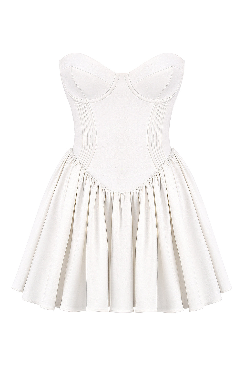 white strapless corset mini dress
