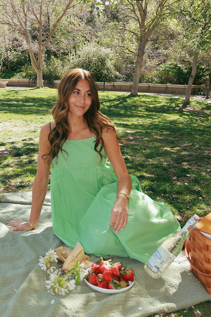 Alice Gingham Midi in Apple Green