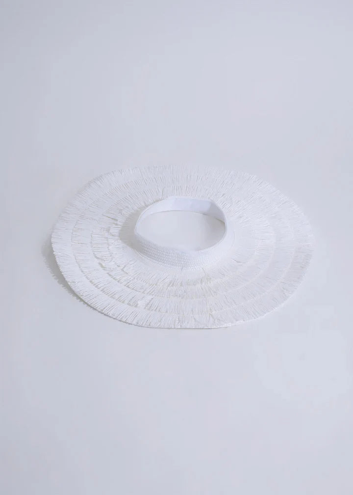 Fringe Straw Sun Hat in White – Vacation Vibes Style