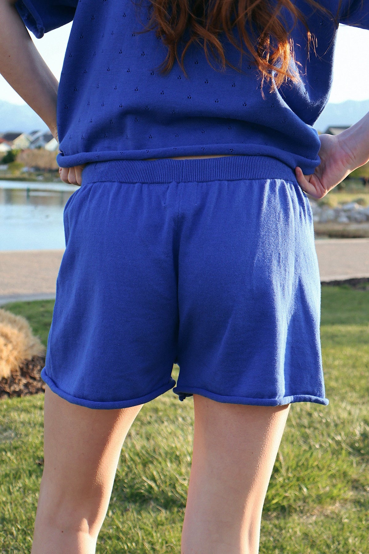 Andie Knit Shorts in Cobalt Blue