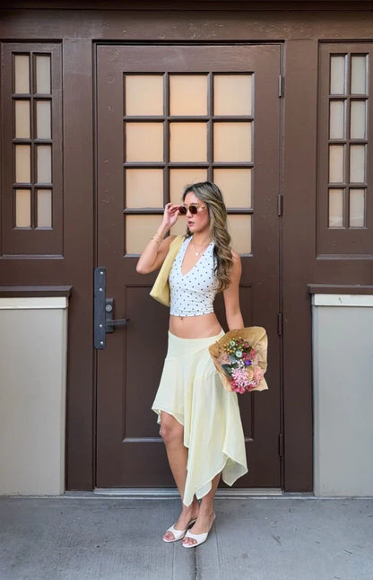 Amora White Polka Dot Crop Top