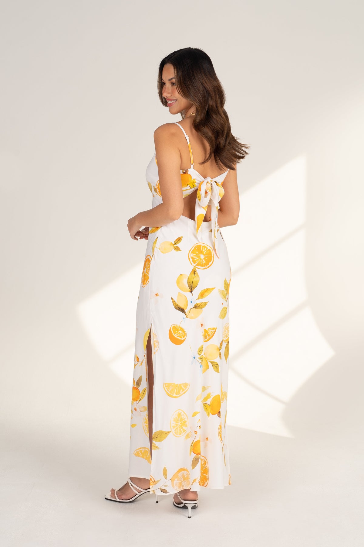 Anita Lemon Print Midi Dress