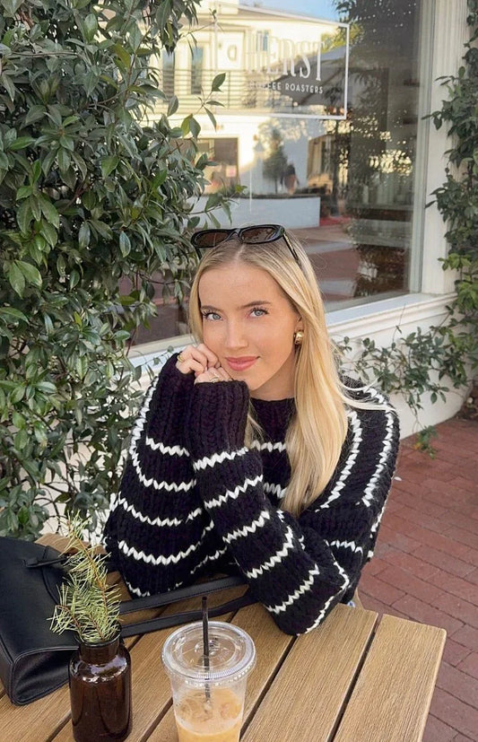 Belmont Black And White Striped Sweater