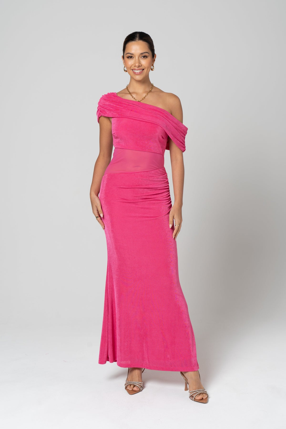 Claudette Fuschia Drop Shoulder Maxi Dress