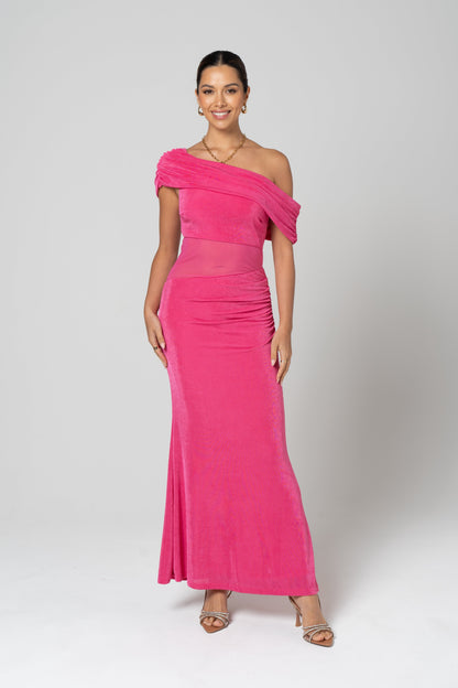 Claudette Fuschia Drop Shoulder Maxi Dress