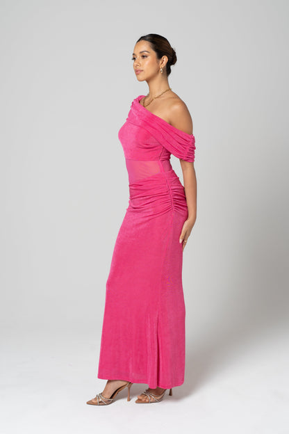 Claudette Fuschia Drop Shoulder Maxi Dress