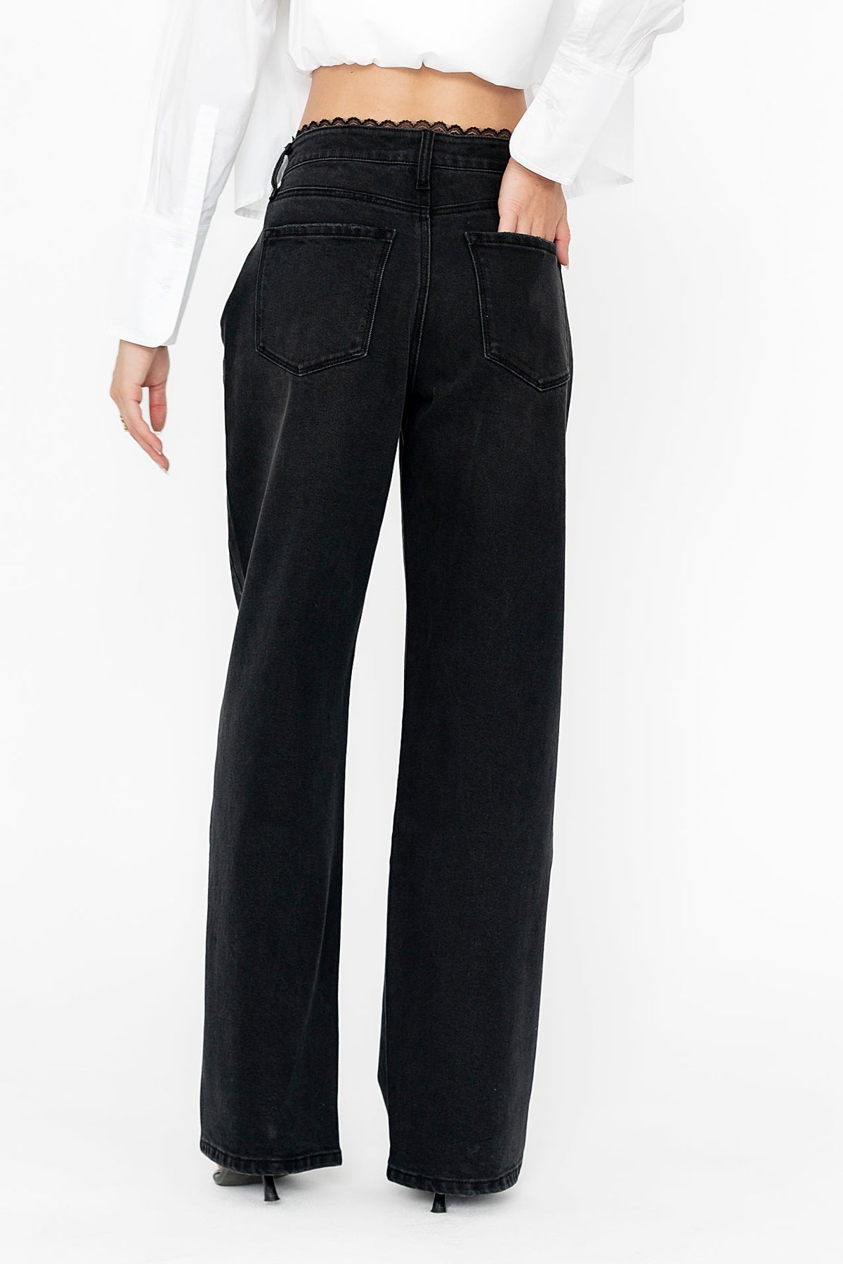 Della Lace Trim Baggy Jeans