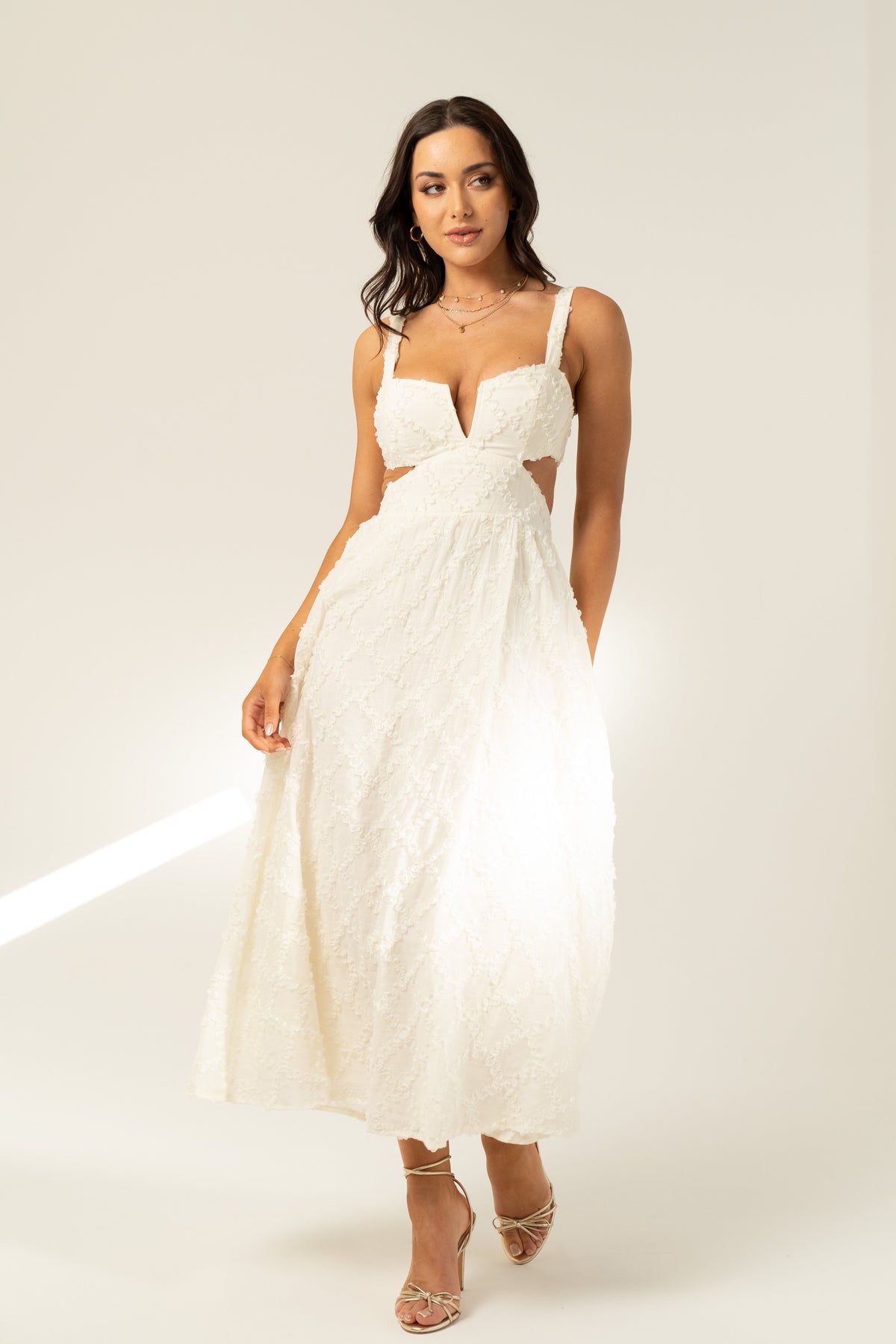 Bree Waist Cut-Out White Maxi Dress