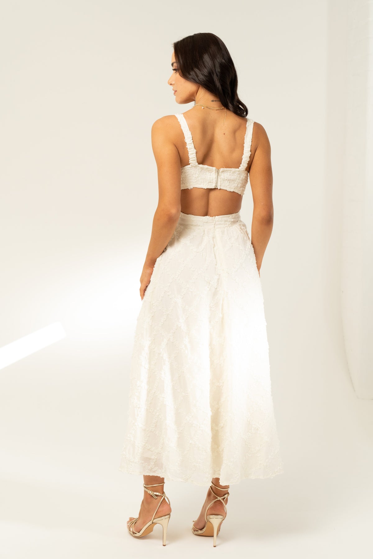 Bree Waist Cut-Out White Maxi Dress