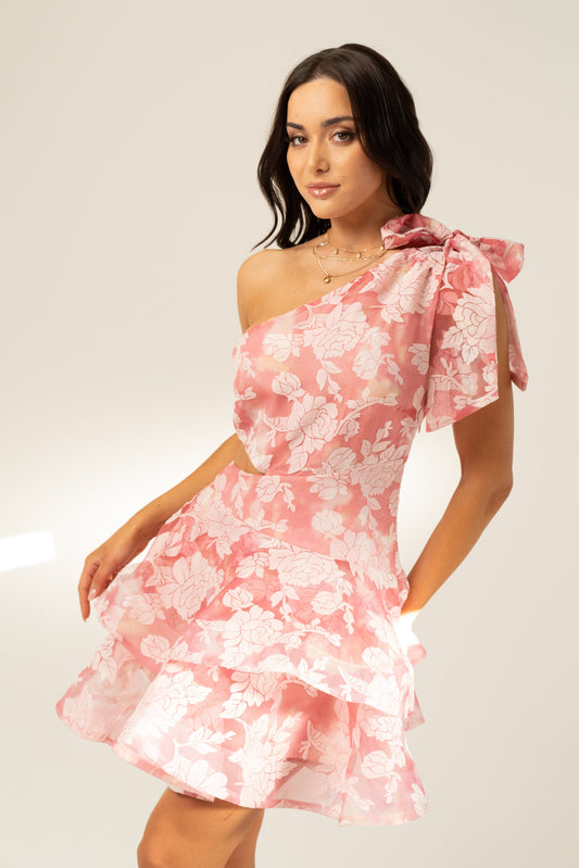Gemma Pink One-Shoulder Mini Dress