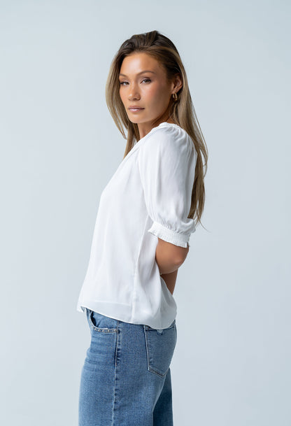 Gareth Pleated Blouse in White