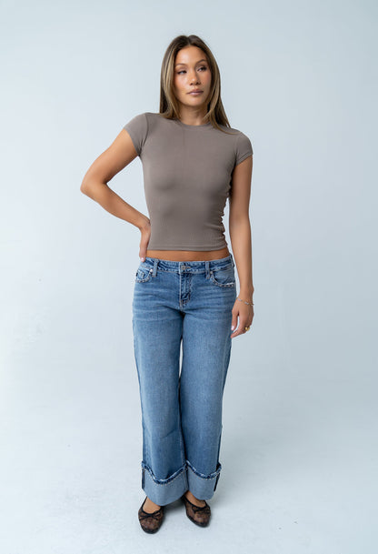Asher Ribbed Top in Taupe