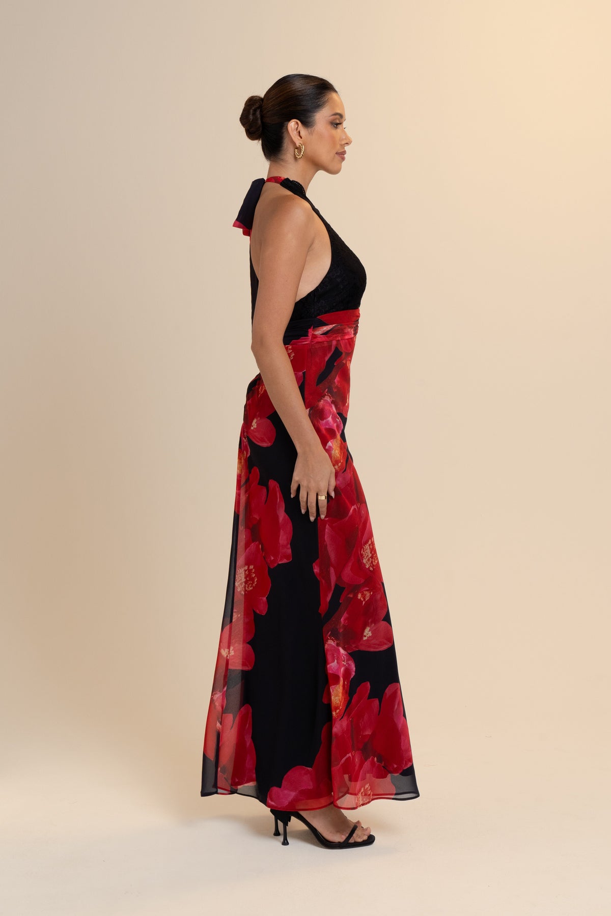 Heather Black Halter Neck Maxi Dress