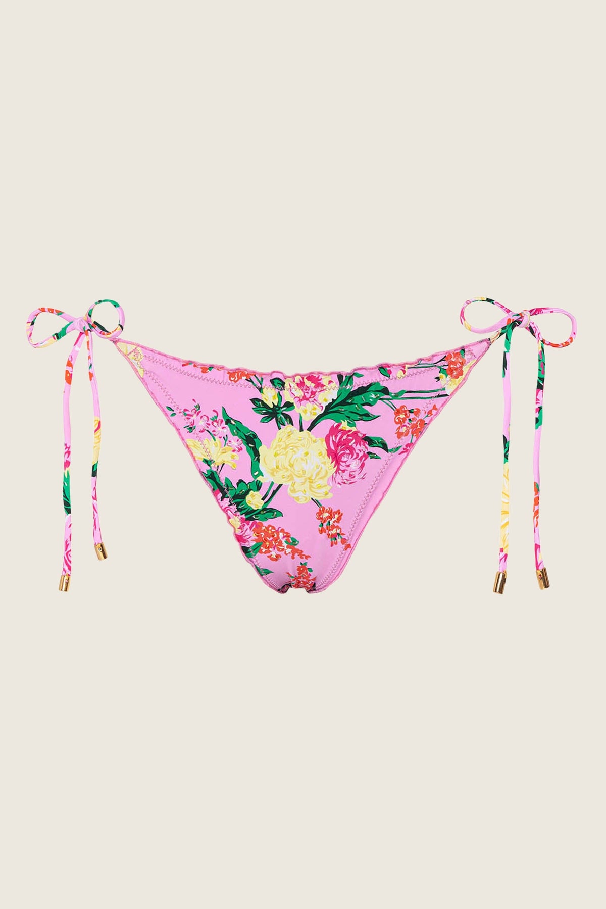 PJS x PQ Swim Dahlia Embroidered Lettuce Edge Tie Side Bottom