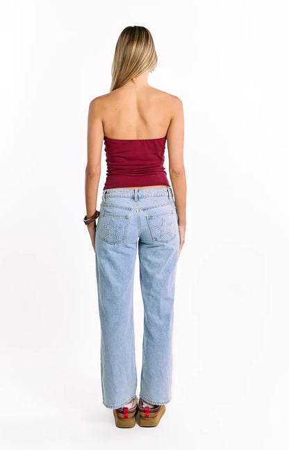 Daisy Burgundy Strapless Top