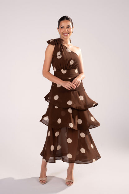 Evelyn One Shoulder Tiered Maxi Dress