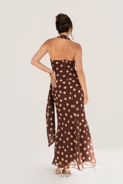 Givelle Maxi V-Neck Halter Dress