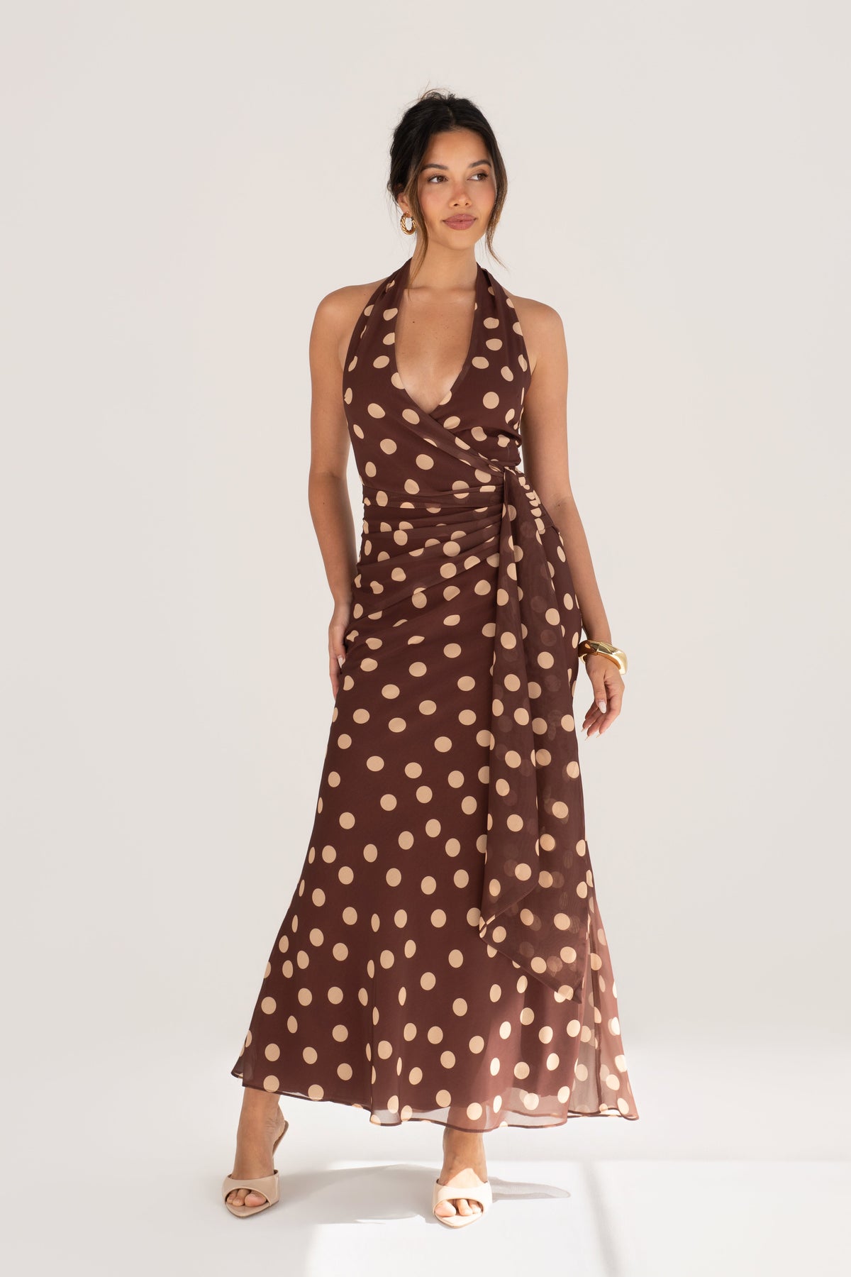 Givelle Maxi V-Neck Halter Dress