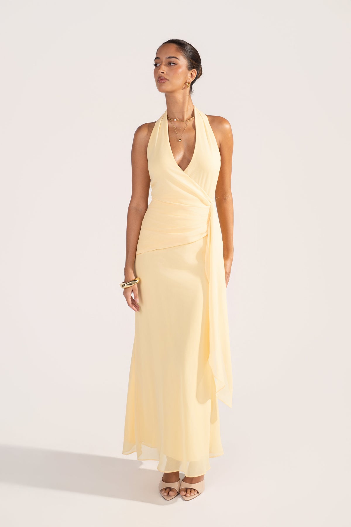 Givelle Maxi V-Neck Halter Dress