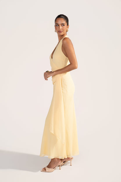 Givelle Maxi V-Neck Halter Dress