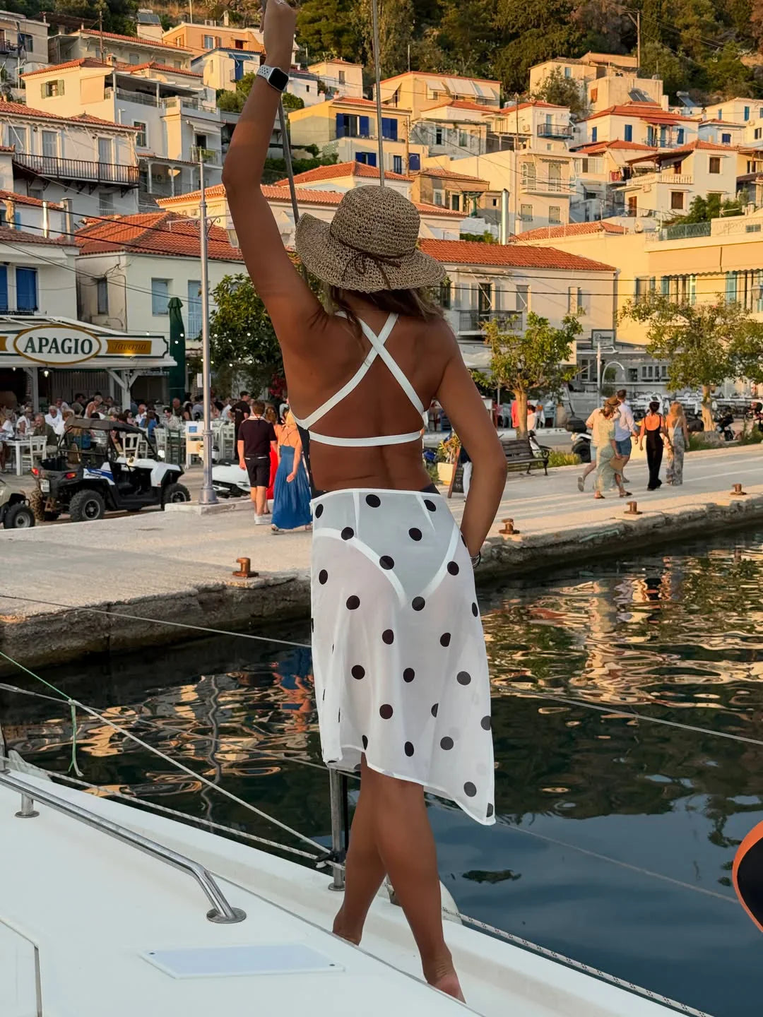 Jordan White Polka Dot Sheer Midi Skirt