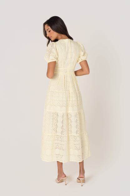 Jude Yellow Puff Sleeve Maxi Dress