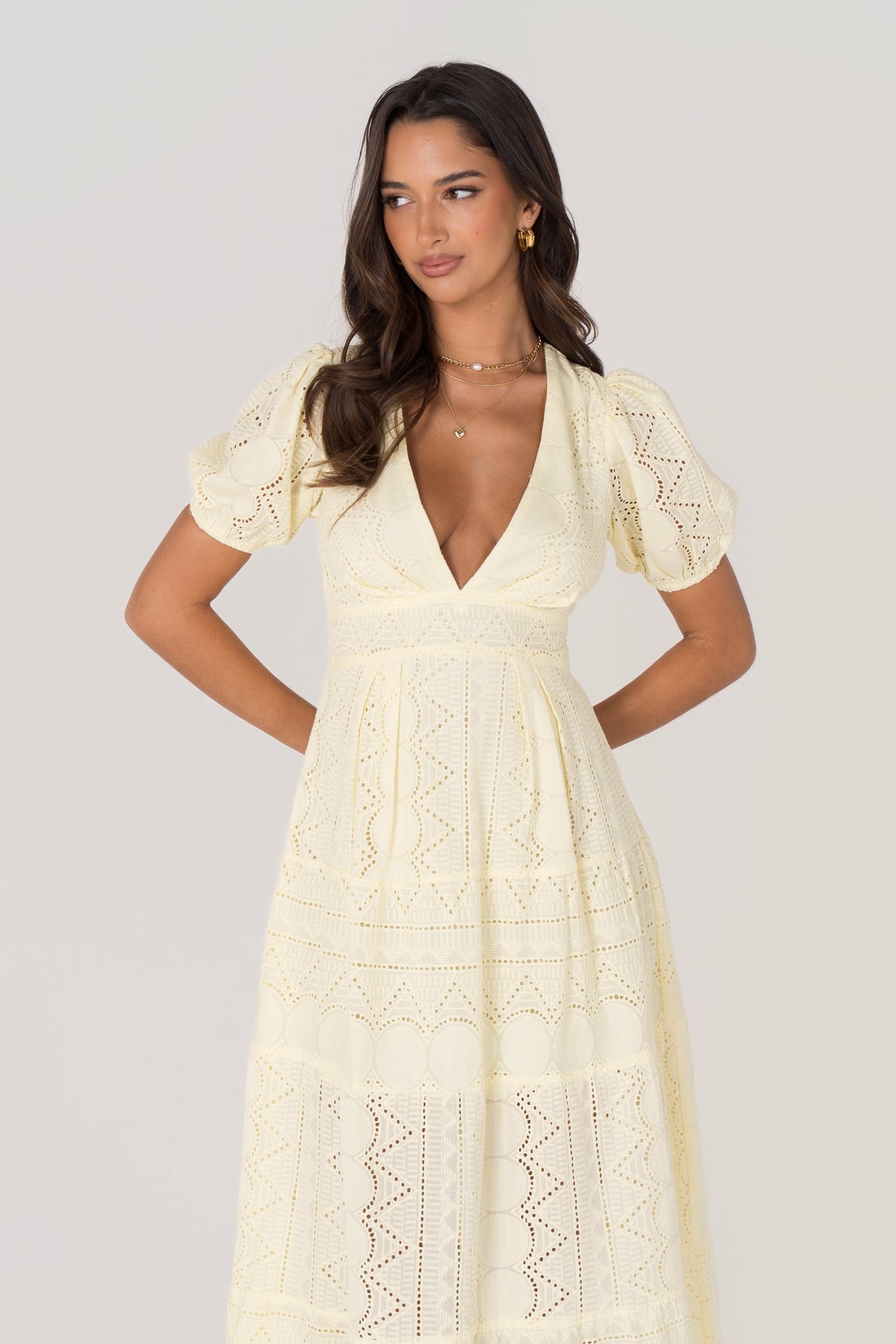 Jude Yellow Puff Sleeve Maxi Dress