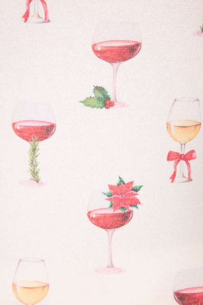 Let's Get Toasty Holiday Wine Print Open Leg Pants