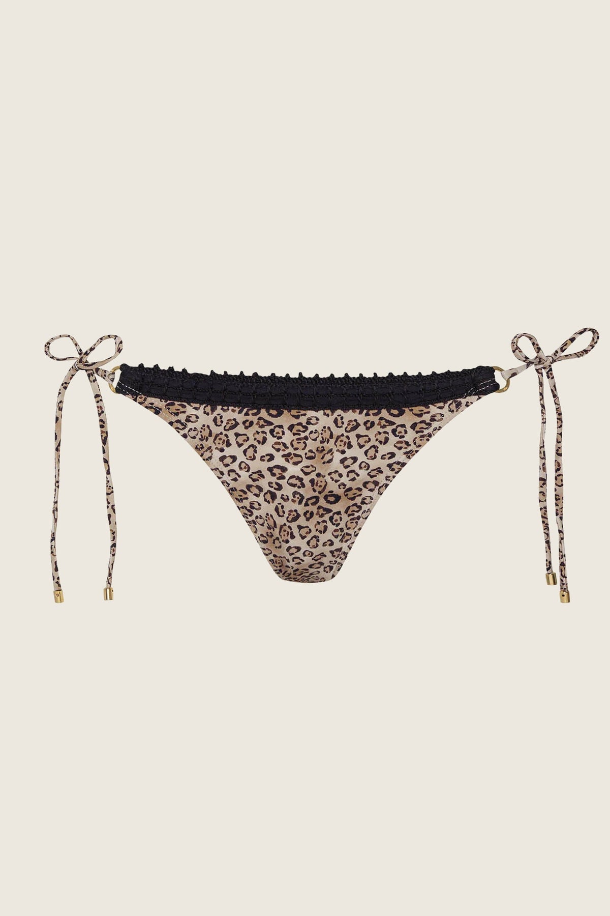 PJS x PQ Swim Leopard Carrie Crochet Trim Tie Side Bottom