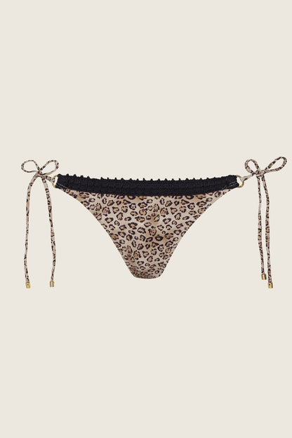 PJS x PQ Swim Leopard Carrie Crochet Trim Tie Side Bottom