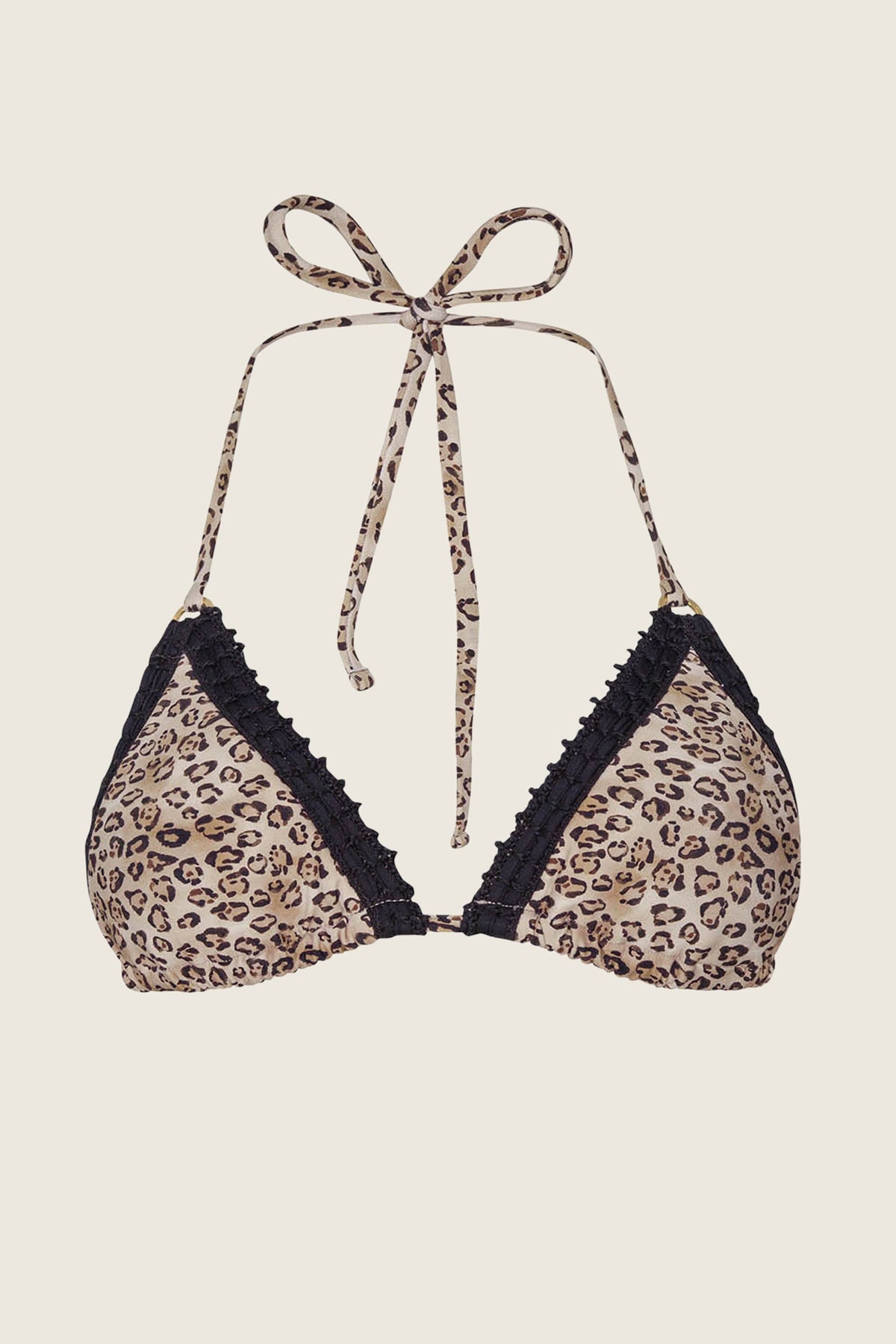 PJS x PQ Swim Leopard Kyle Crochet Trim Triangle Top