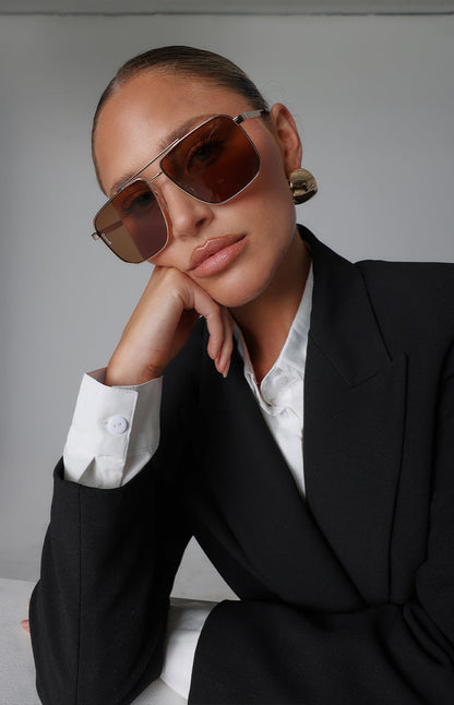 Otra Eyewear Sorrento Brown/Gold Aviator Sunglasses