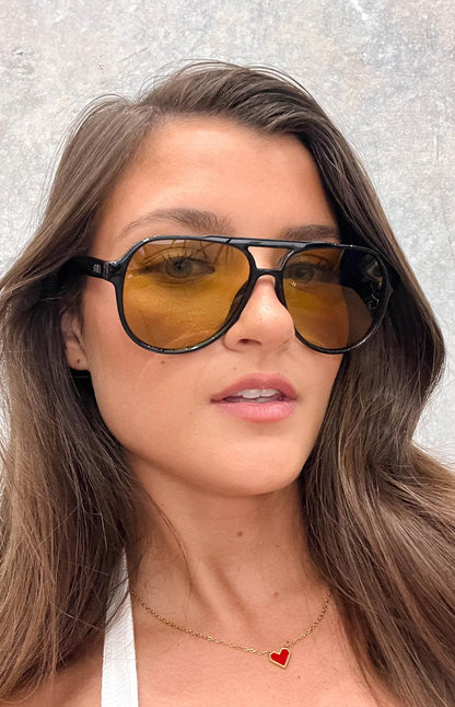 Otra Eyewear Stevie Black Aviator Sunglasses